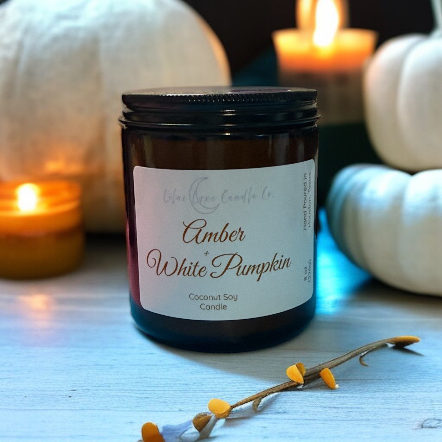 Amber + White Pumpkin Candle